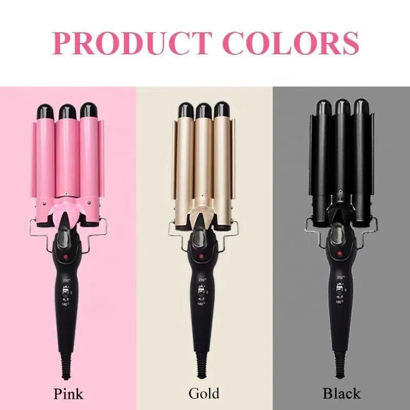 IRUIBEAUTY Professional Hair Curling Iron Ceramic Triple Barrel Hair Curler Irons Hair Styler Hair Waver Styling Tools
