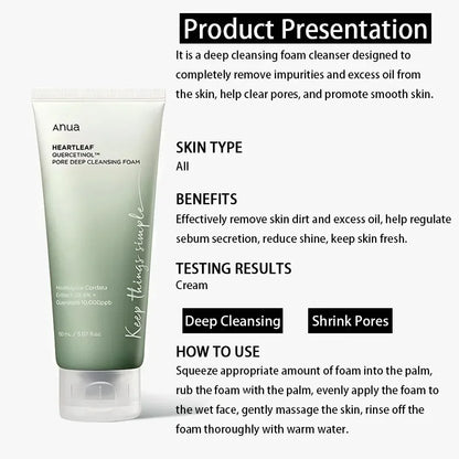 Anua Heartleaf 77% Toner Moisturizing Pore Cleansing Oil Foaming Cleanser Deep Cleanses Impurities Korean Skincare