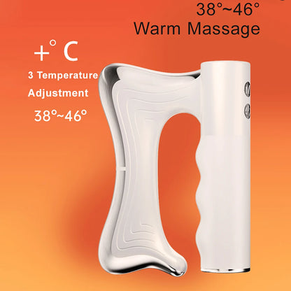 Electric Heating Fascia Knife Muscle Relaxation LCD Vibration Massager Warm Body Lifting Blade Comb Massage Tool