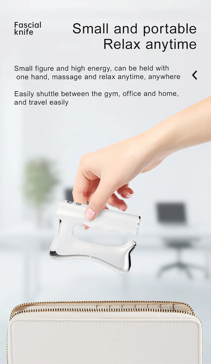 Electric Heating Fascia Knife Muscle Relaxation LCD Vibration Massager Warm Body Lifting Blade Comb Massage Tool