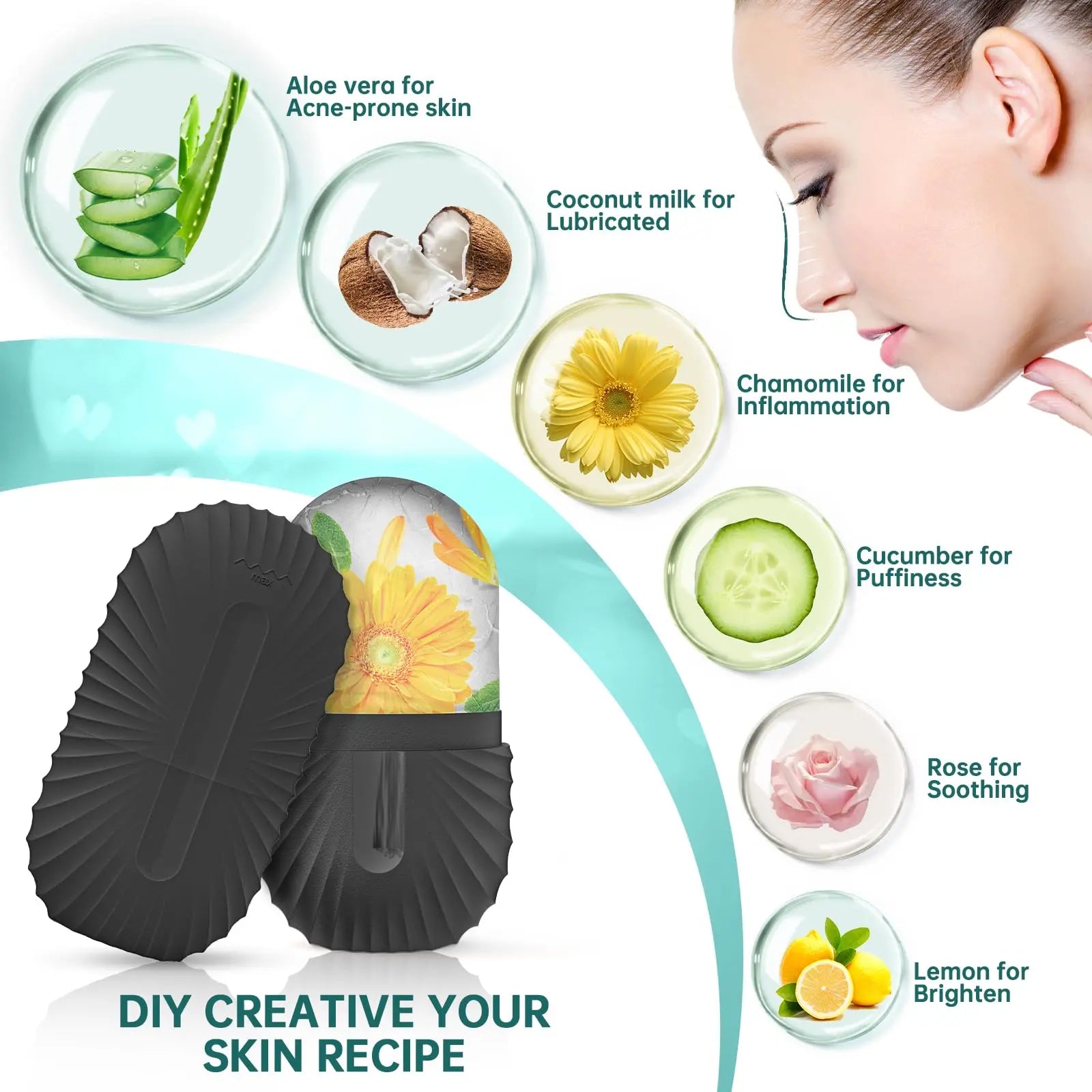 Lulupurest™ Ice Face Roller &amp; Gua Sha Set