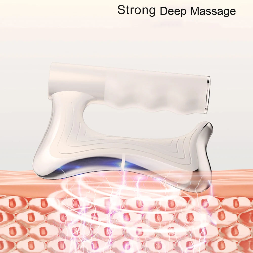 Electric Heating Fascia Knife Muscle Relaxation LCD Vibration Massager Warm Body Lifting Blade Comb Massage Tool