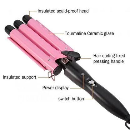 IRUIBEAUTY Professional Hair Curling Iron Ceramic Triple Barrel Hair Curler Irons  Hair Styler Hair Waver Styling Tools