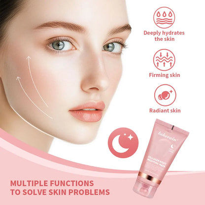Lakerain Collagen Night Wrapping Mask Elasticity Hydration Care Reduces Sagging &amp; Dullness Hydrolyzed Collagen For Glowing Skin