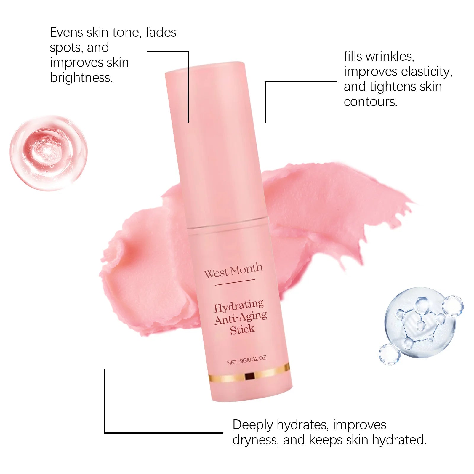 Collagen Wrinkle Removal Multi Bounce Balm Stick Instant Anti-Aging Firming Lift Brighten Facial Dull Skin Moisturizer Cosmetics