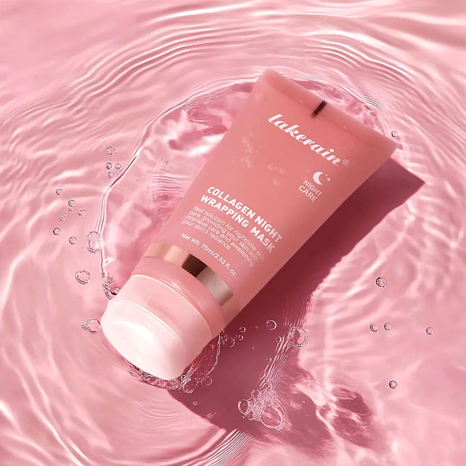 Lakerain Collagen Night Wrapping Mask Elasticity Hydration Care Reduces Sagging &amp; Dullness Hydrolyzed Collagen For Glowing Skin