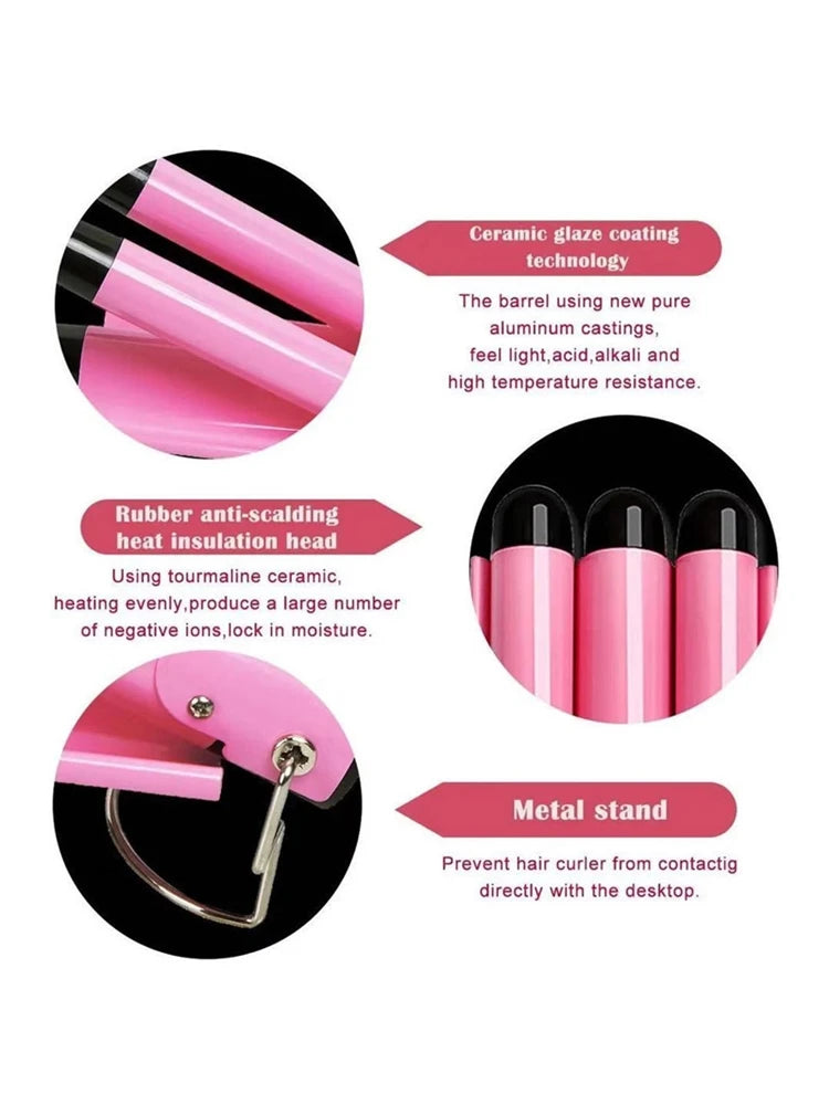 IRUIBEAUTY Professional Hair Curling Iron Ceramic Triple Barrel Hair Curler Irons  Hair Styler Hair Waver Styling Tools