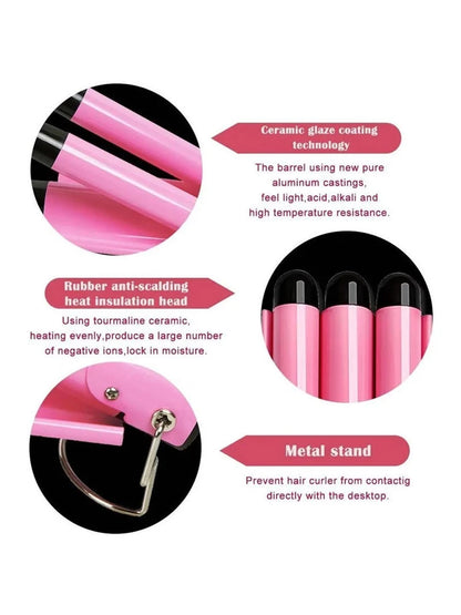 IRUIBEAUTY Professional Hair Curling Iron Ceramic Triple Barrel Hair Curler Irons  Hair Styler Hair Waver Styling Tools