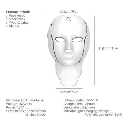 Lulupurest™ 7-Color LED Facial &amp; Neck Mask