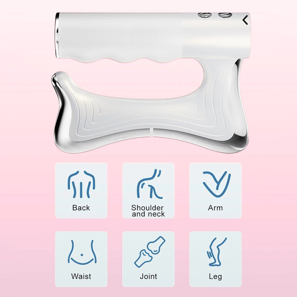 Electric Heating Fascia Knife Muscle Relaxation LCD Vibration Massager Warm Body Lifting Blade Comb Massage Tool