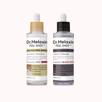 Dr.Melaxin, Peel Shot Glow Rice Exfoliating Ampoule, Gentle Exfoliating Face and Body Scrub for All Skin Types, Korean Skincare
