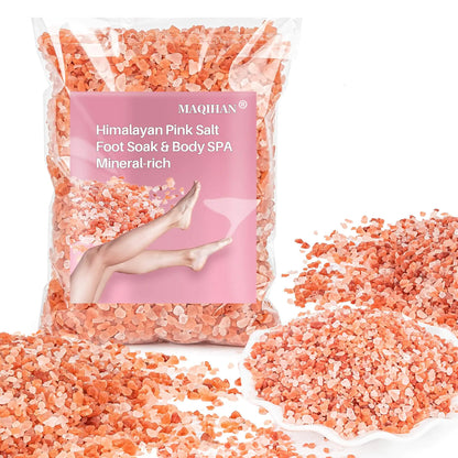 MAQIHAN Pink Salt - 14.5 Oz Pink Himalayan Bath Salt Foot Soak Salts Foot Spa Salt Body Care For All Skin Types Mineral Soak Bath Salt Himalayan Bath Salts For Soaking